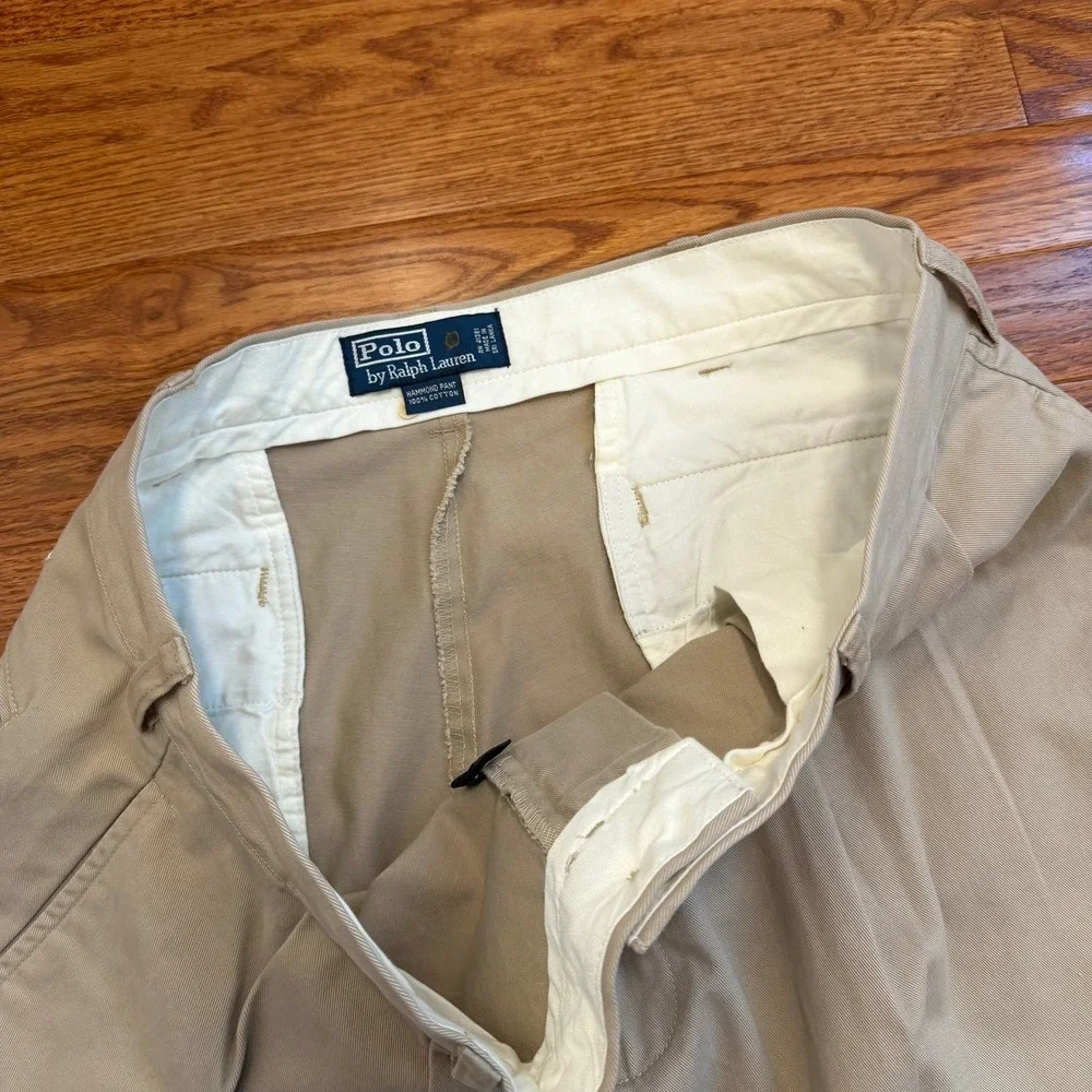 Vintage Polo Ralph Lauren Hammond Pant Fits Mens 35x29 Chino Pleated Khaki Twill